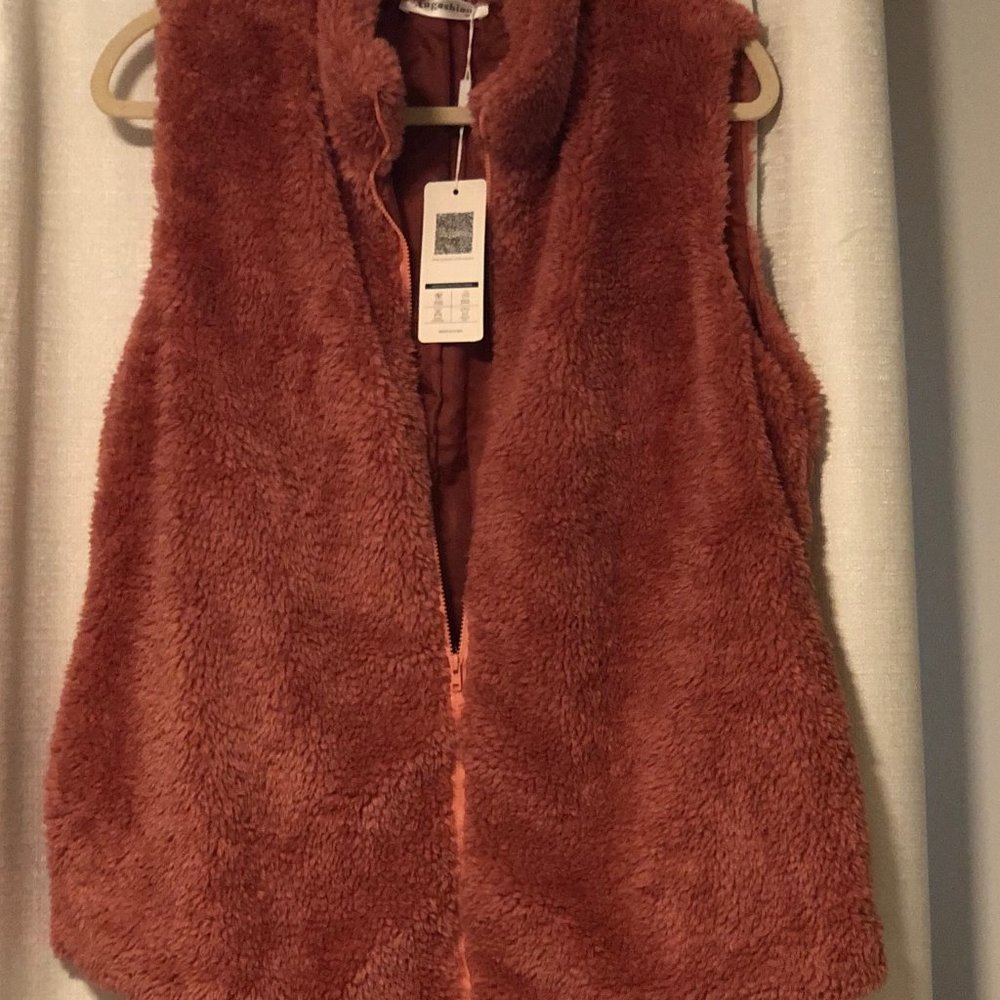 Women's Casual Sherpa Fleece Vest Zip up